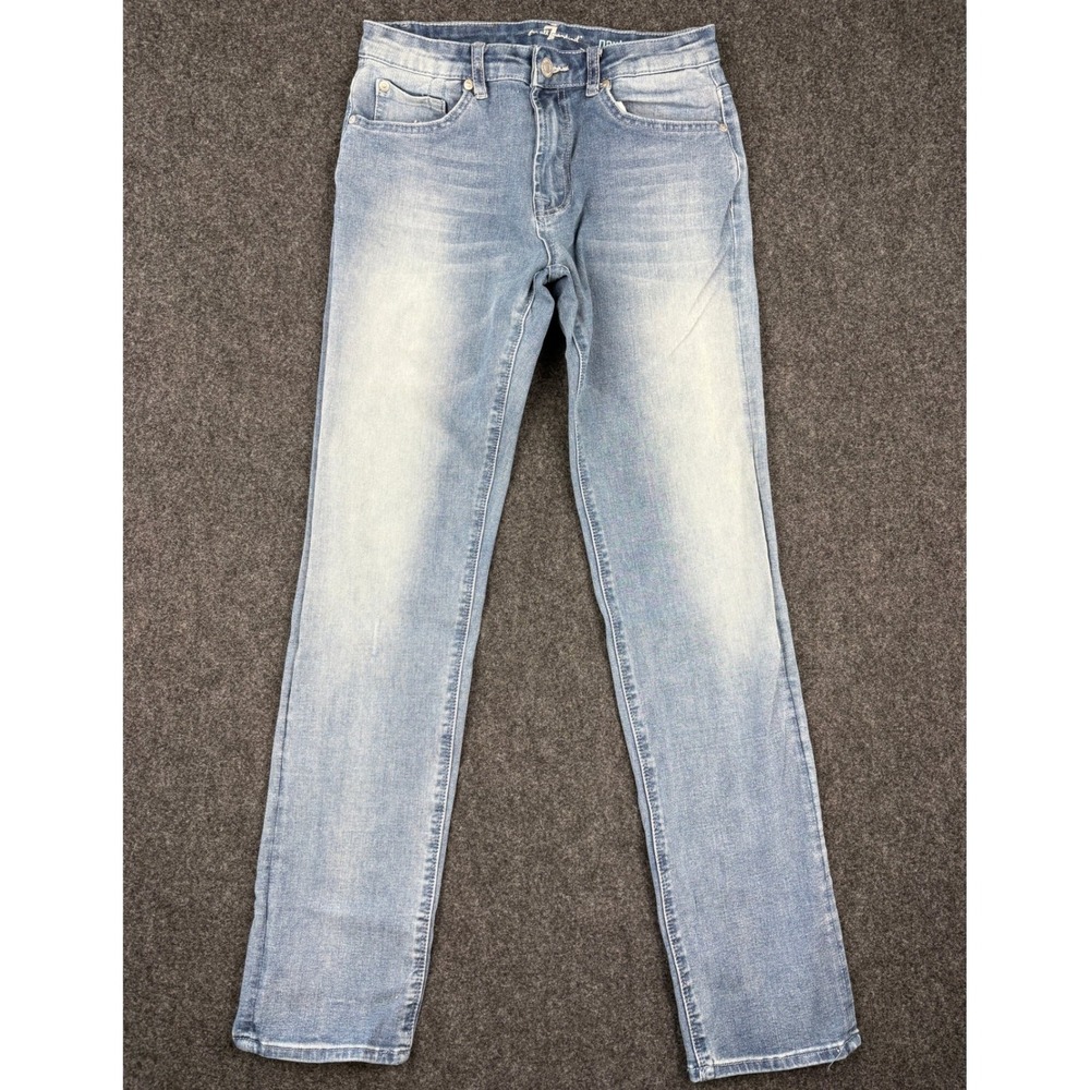 7 For All Mankind Boys Paxtyn Skinny Jeans Light Wash Blue Denim Size 16 (25x29)